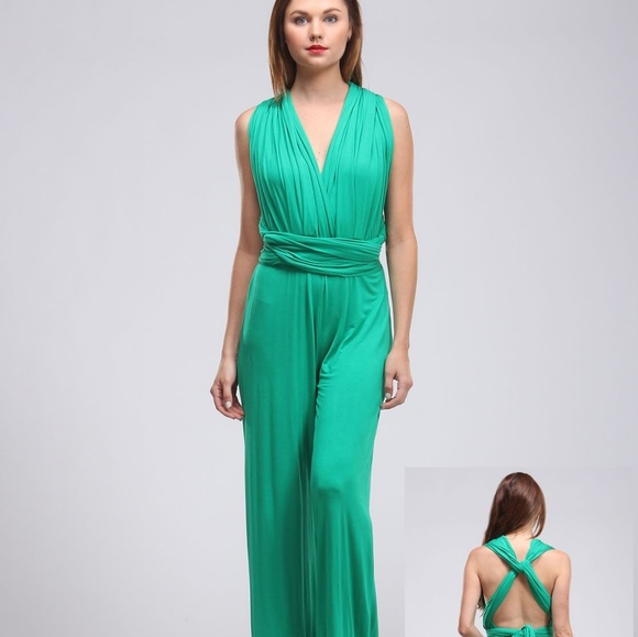 Tops - Host Pick! Green Cross Back Romper Jumpsuit